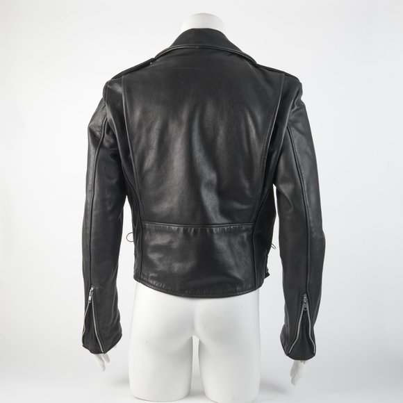 Brooks Black Leather Brando Motorcycle Jacket SIze 40 Made in USA Talon … - Picture 4 of 16